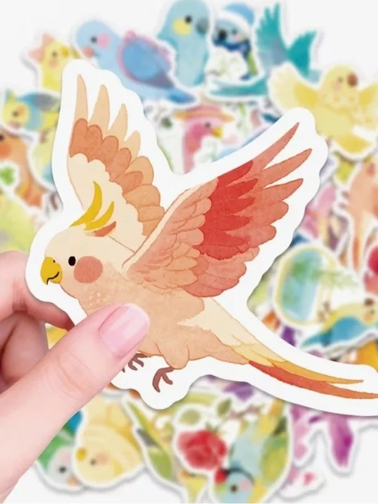 56 Cute Parrot Stickers Pastel Colors Party Favors Birds Crafts - Picture 3 of 10